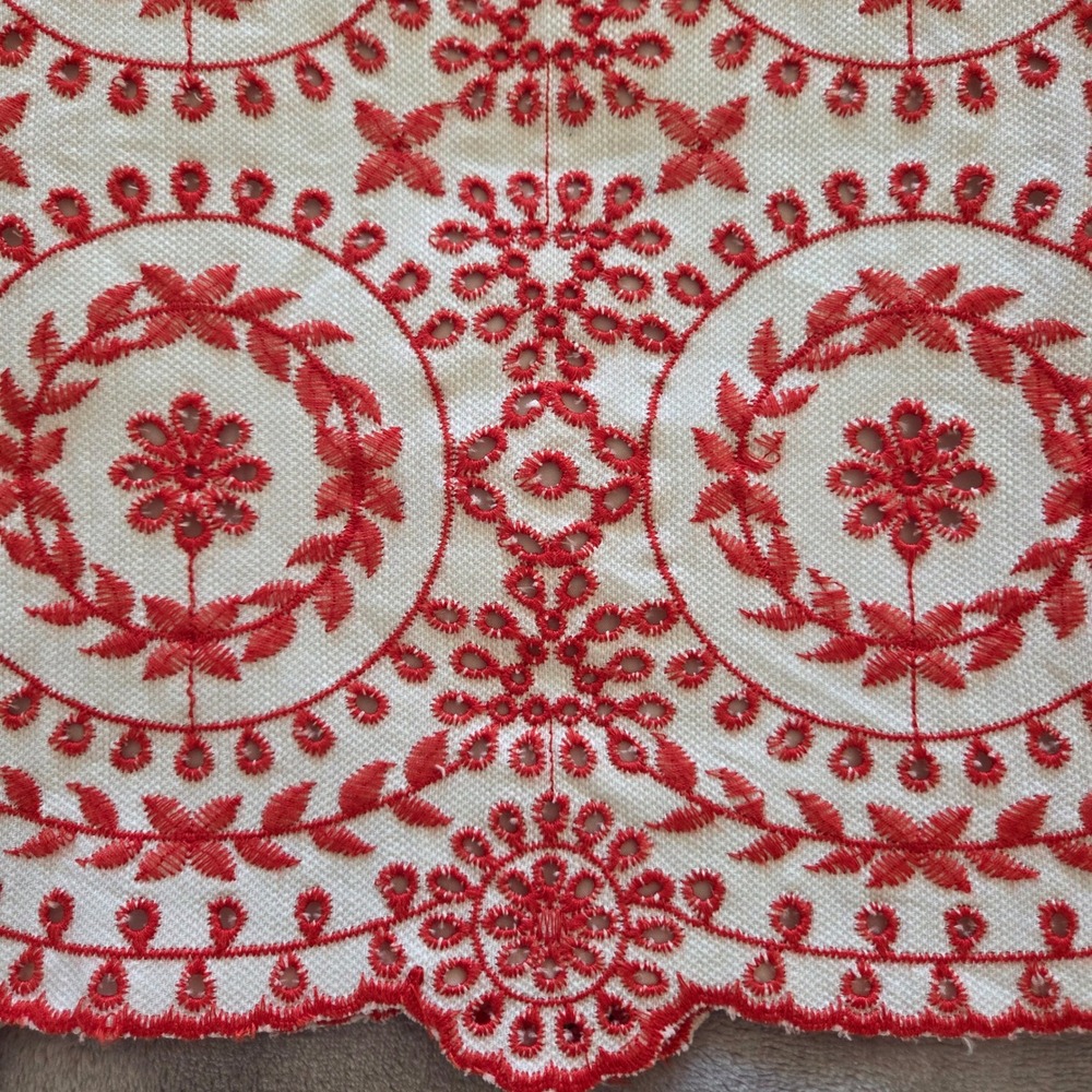 LOFT ANN KLEIN Boho Mini Skirt Petites Orange Embroidered Eyelet  Size 6P - Picture 8 of 9